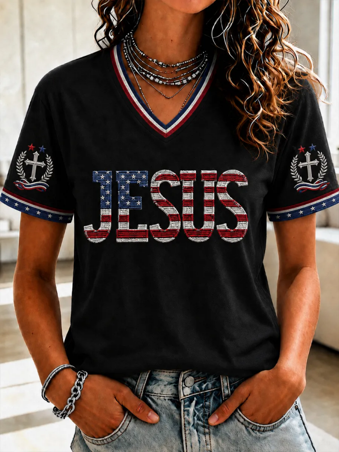 Women's ChristianJesus Cross Short Sleeve T-shirt