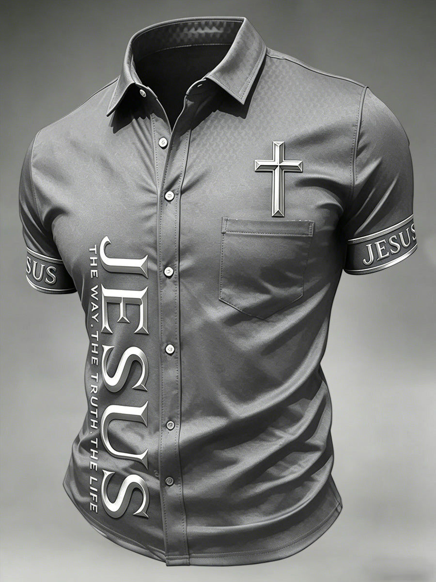 Men's Faith Cross Printed Casual Shirt
