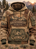 Men's Retro Hunting Culture Print Casual Hoodie