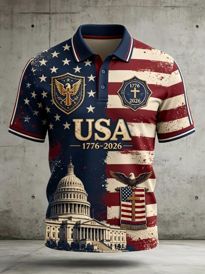 Men's Printed Polo Shirt for USA 250th Anniversary