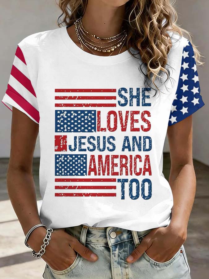 250Th Anniversary Love Jesus And American Round Neck T-Shirt