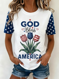 Women's Casual American 250th Anniversary Commemorative Pattern T-shirt