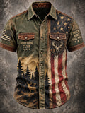 Men’s Retro Hunting Season Art Print Casual Shirt