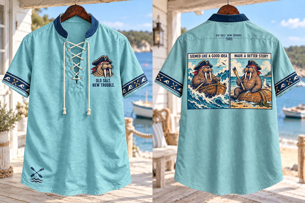 Old Salt, New Trouble Walrus Men’s Coastal Lace-Up Shirt