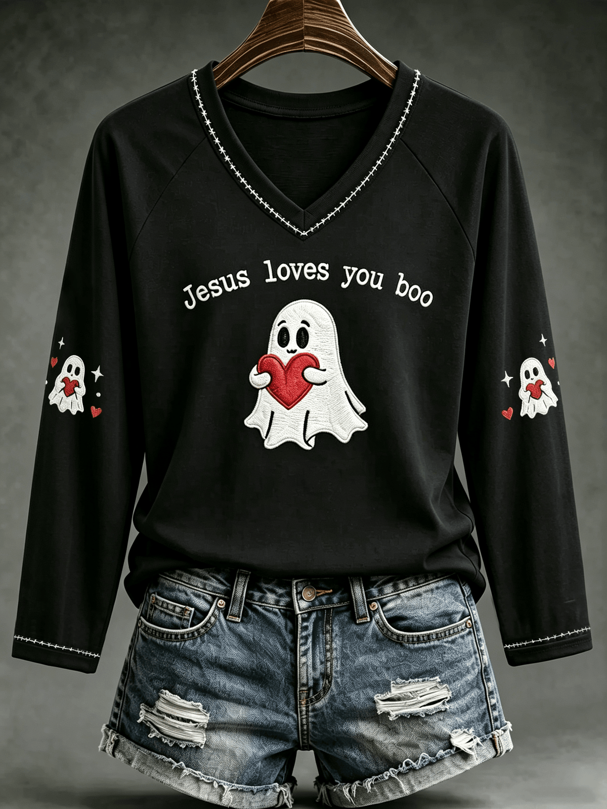Women's Jesus Loves You Boo Print T-Shirt