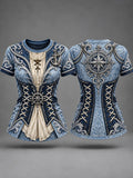 Women's Vintage-Style Pirate Art Print Casual T-Shirt