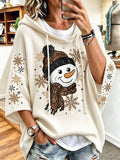 Women's Casual Loose-Fit Sweatshirt with Christmas Snowman Print