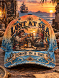 Retro Pirate's Old Salt "LOST AT SEA FOUND AT THE BAR" Printed Baseball Cap