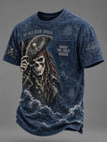 💀⚓ "Caribbean Legend" Skull Captain Blue Vintage Tee⚔️