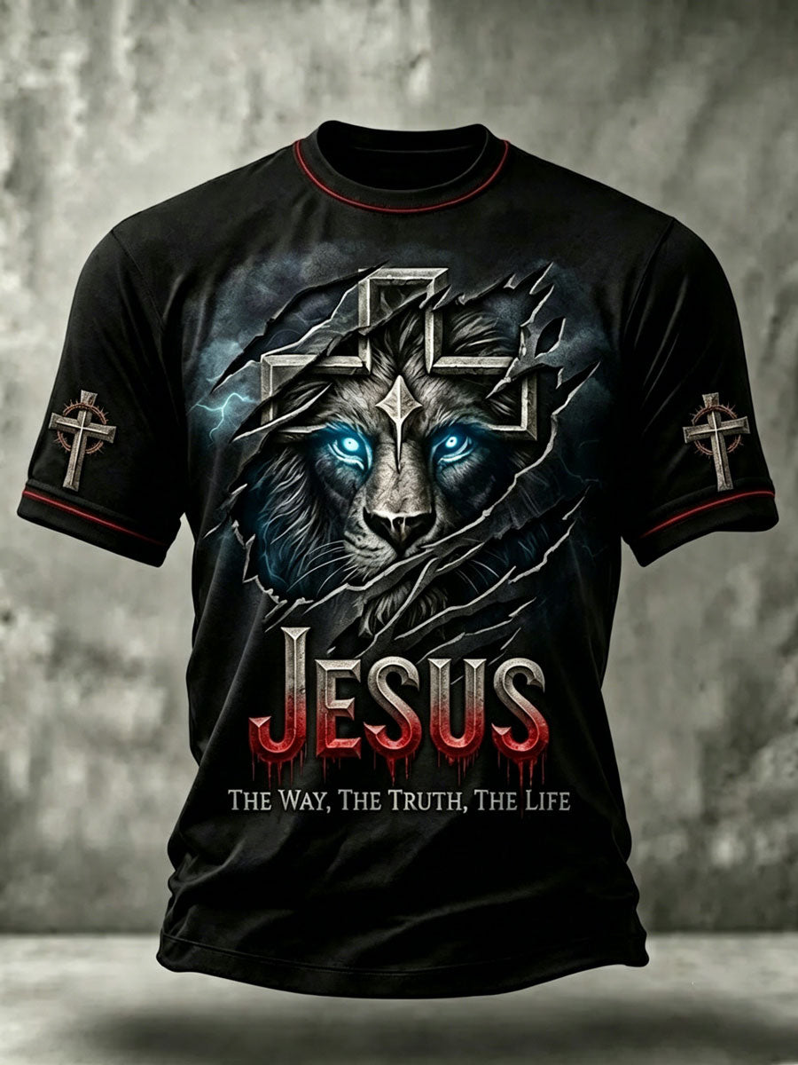 Men'S Jesus The Way The Truth The Life Lion Print Casual Long Sleeve T-Shirt