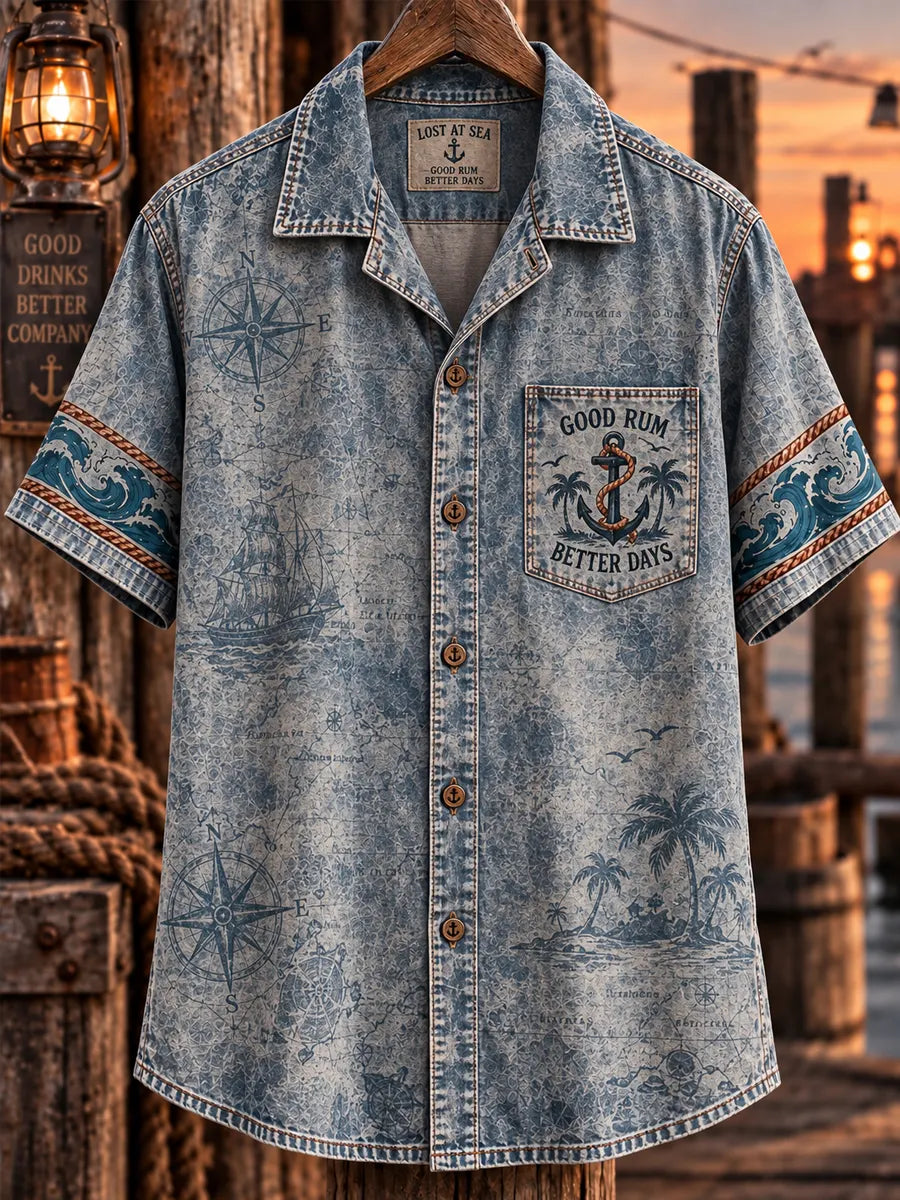 Men’s Vintage Old Salt Pirate Short Sleeve Shirt