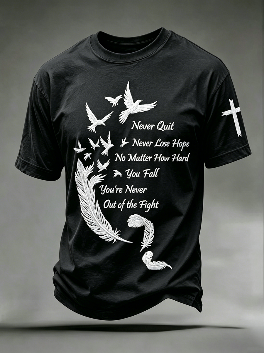 Religious Faith Cross Jesus Casual Printed Round Neck T-Shirt