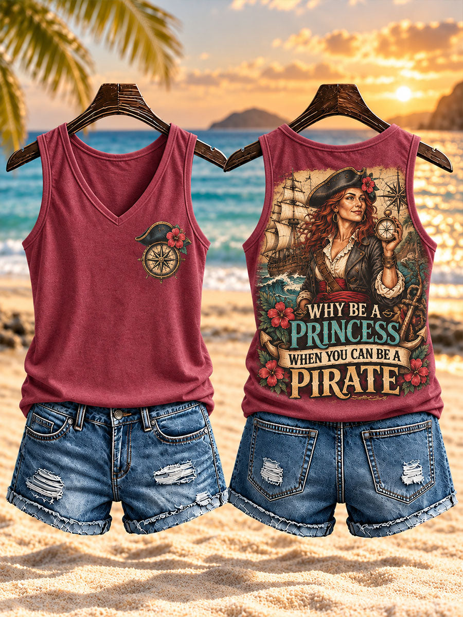 Hibiscus Navigator Pirate V-Neck Tank Top