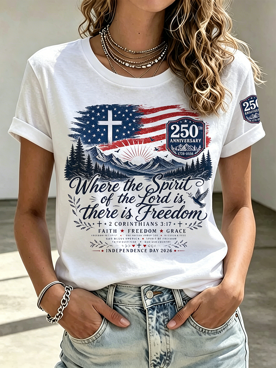 250Th Anniversary Faith Commemorative Printed Round Neck Top In The United States