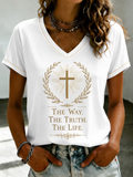 Women'S Faith Print V-Neck T-Shirt