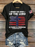American Faith Cross Commemorative Printed Casual T-Shirt