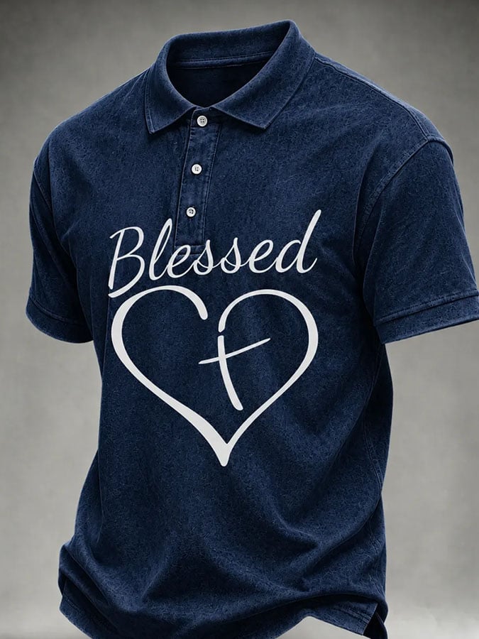Men's Print Casual Polo Shirt