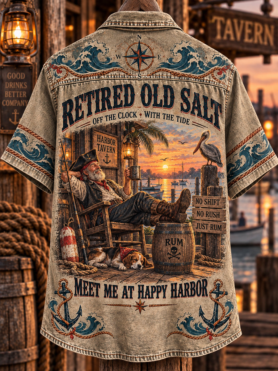 Men’s Vintage Old Salt Pirate Short Sleeve Shirt