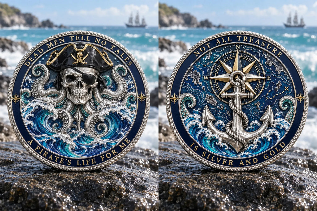 🏴‍☠️ Vintage 3D Pirate Skull Commemorative Medal