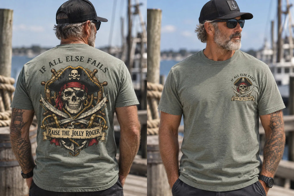 Jolly Roger Vintage Pirate Print Short Sleeve T-shirt
