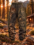 🌲 Hunting Season Stag Wilderness Mountain Patchwork Sweatpants