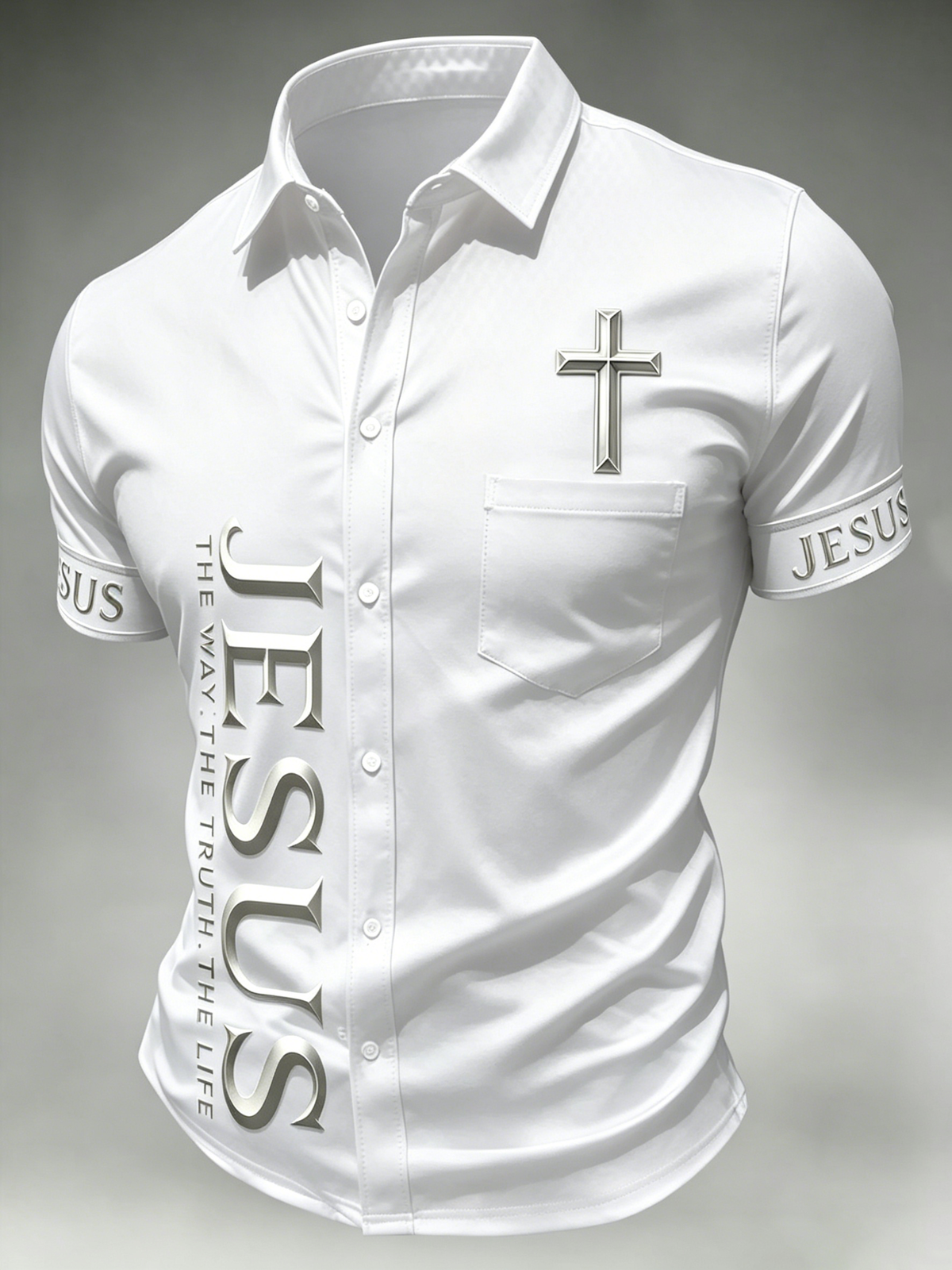 Men's Faith Cross Printed Casual Shirt