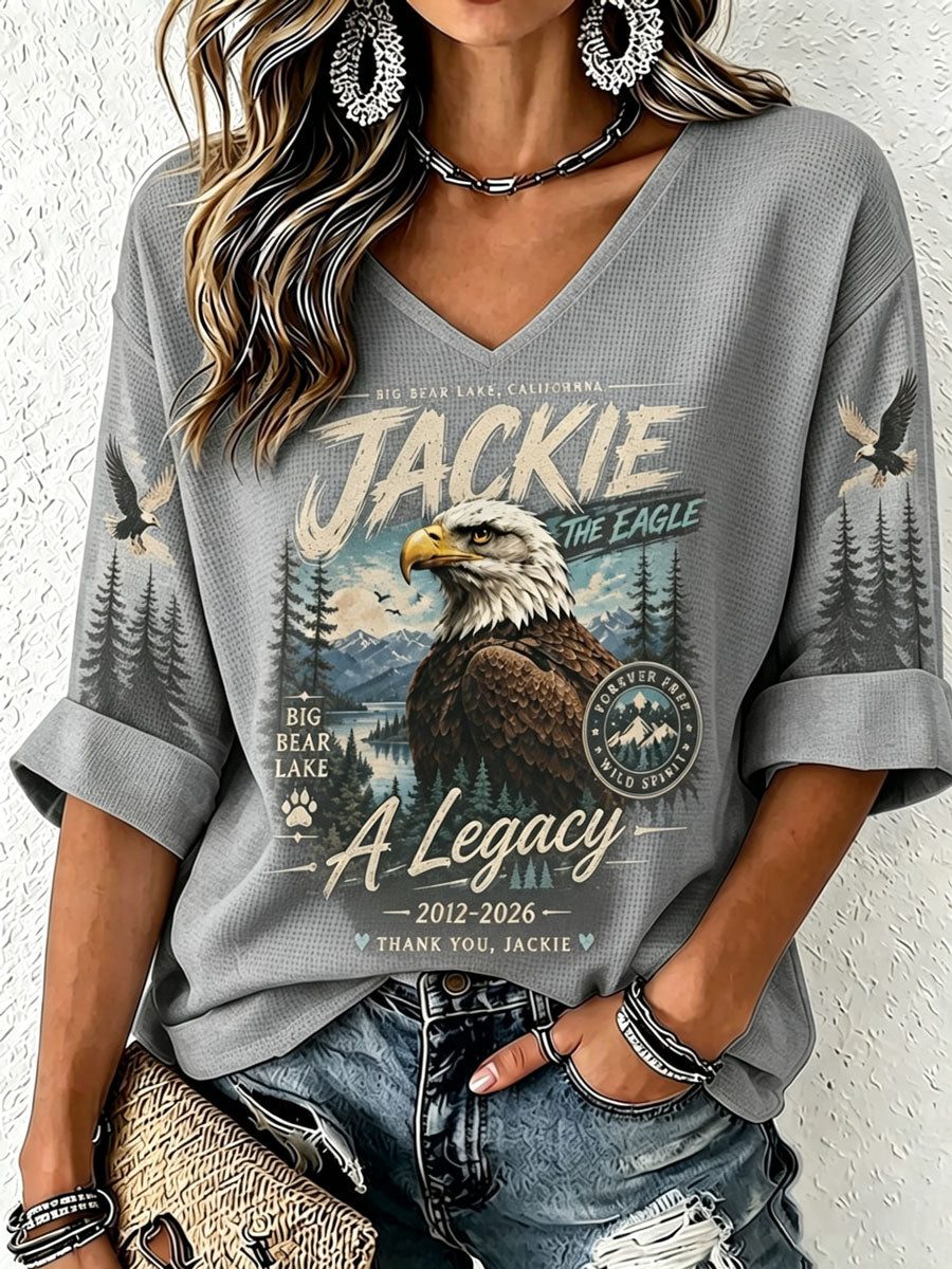 Women's Jackie The Eagle Print V Neck Top