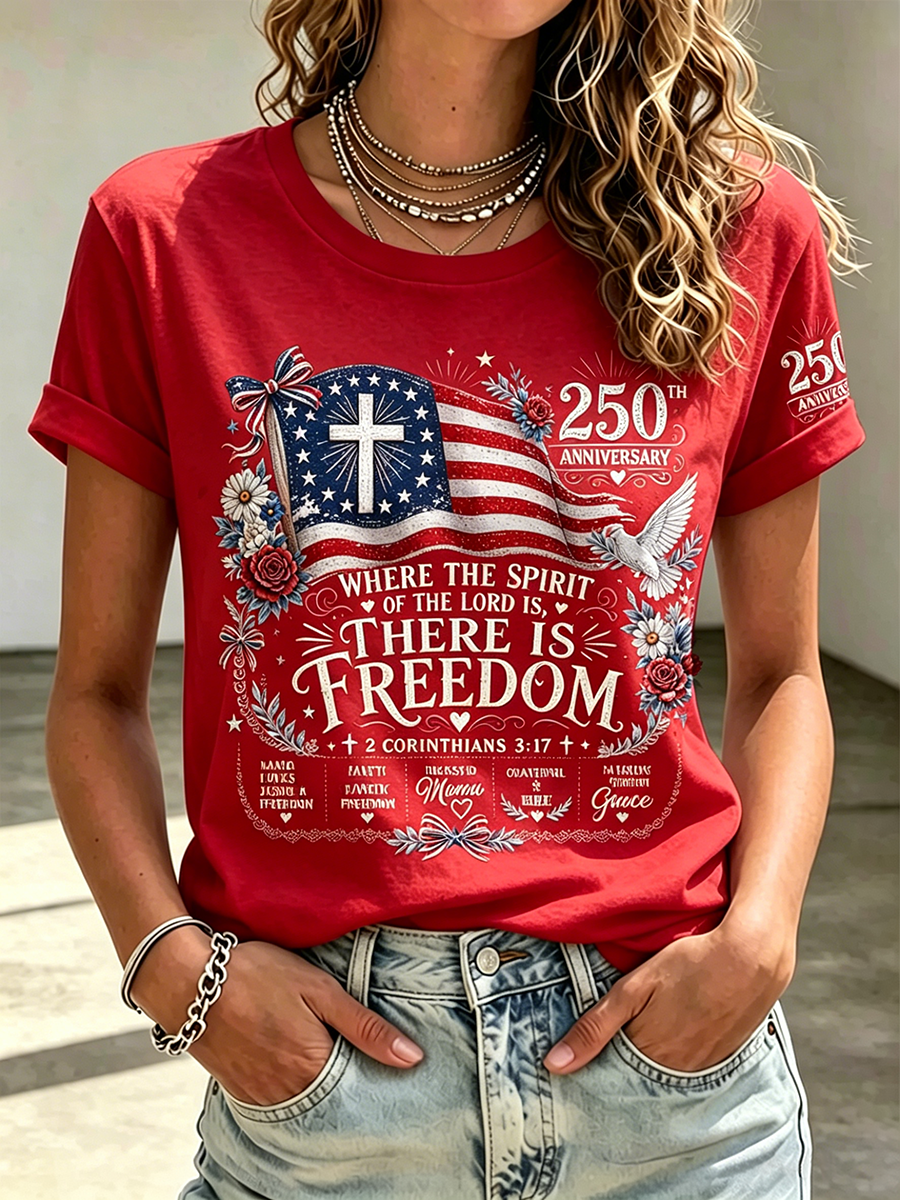 250Th Anniversary Faith Commemorative Printed Round Neck Top In The United States