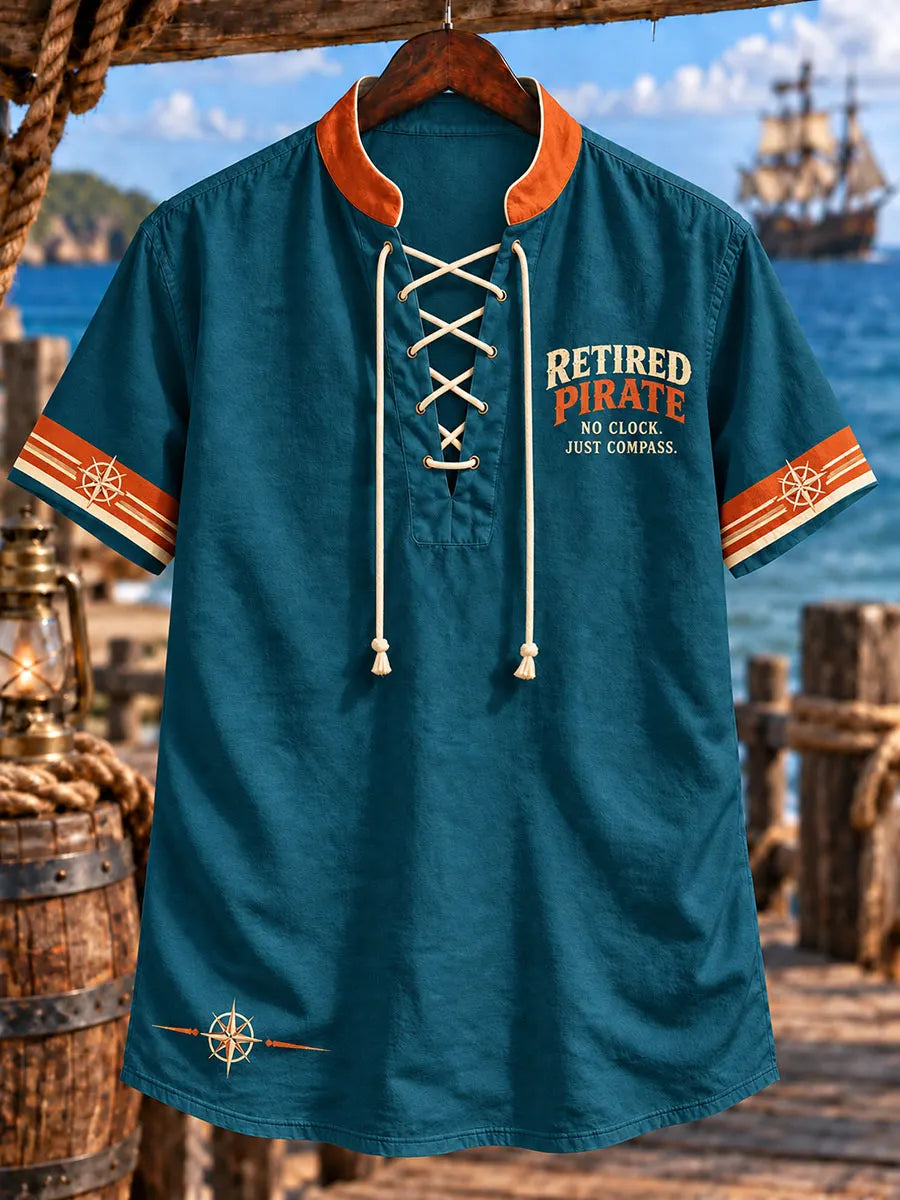 Retired Pirate Compass Men's Vintage Nautical Shirt