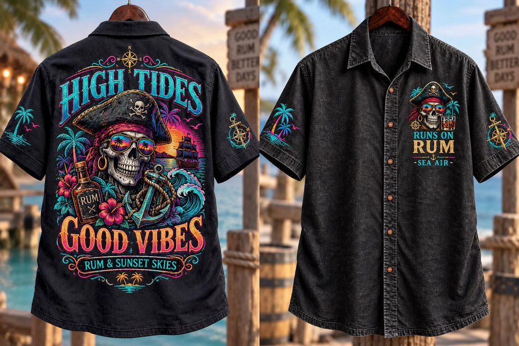 Runs On Rum, Bad Decisions & Sea Air Pirate Hawaiian Shirt