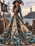 Elegant Women's Pirate Art Print Dress