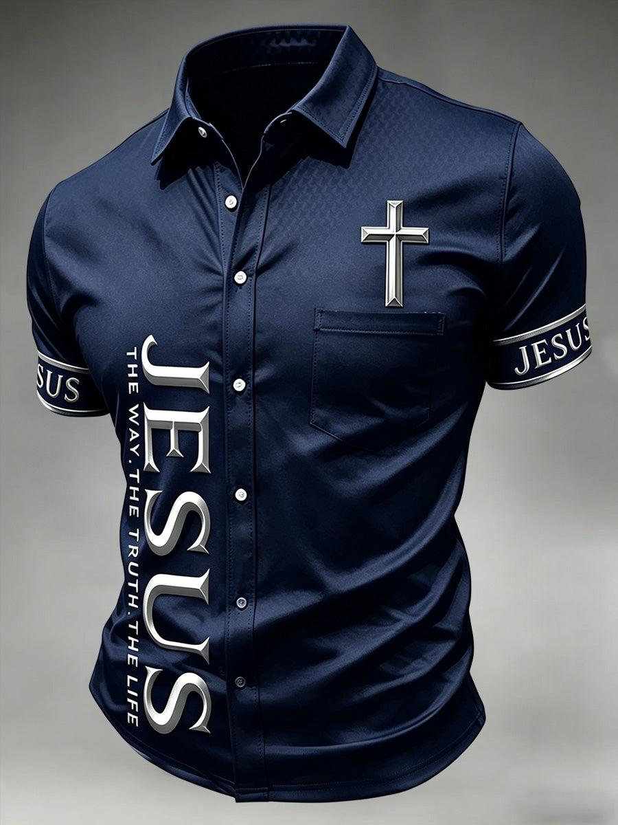 Men's Faith Cross Printed Casual Shirt