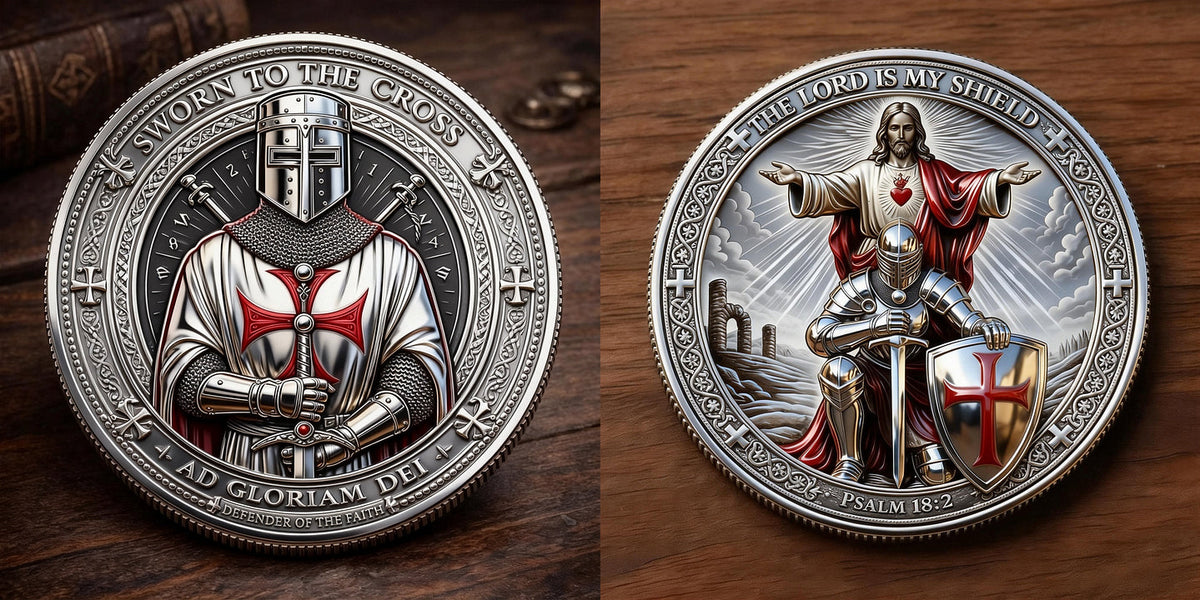 🏆Flash Sale 60% OFF -“Sworn to the Cross” – Defender of the Faith Commemorative Coin ✝️🛡️