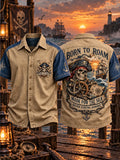 Men’s Vintage Old Salt Pirate Printed Short Sleeve Shirt