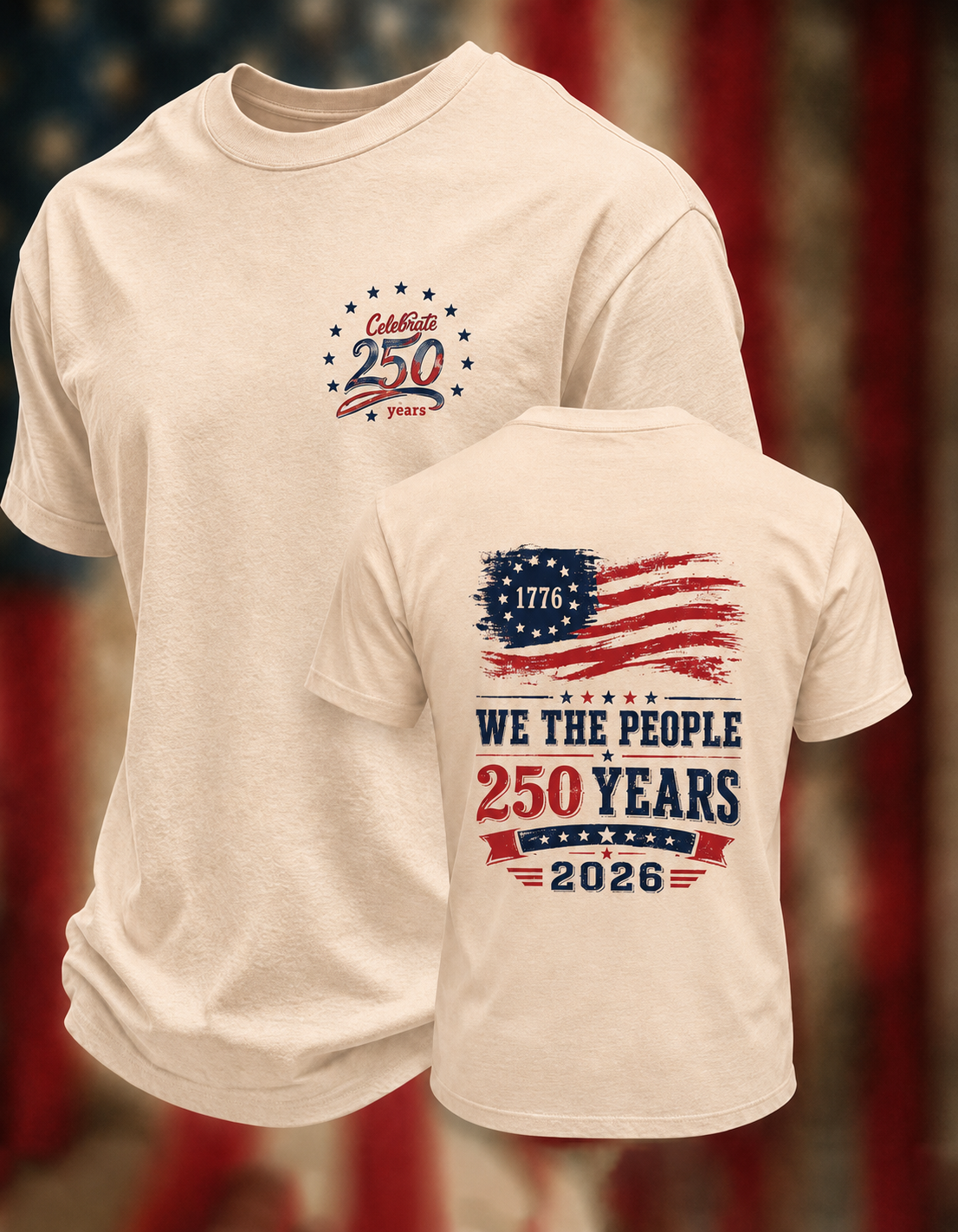 Men'S Casual 250Th Anniversary Commemorative Printed T-Shirt For The Founding Of The United States