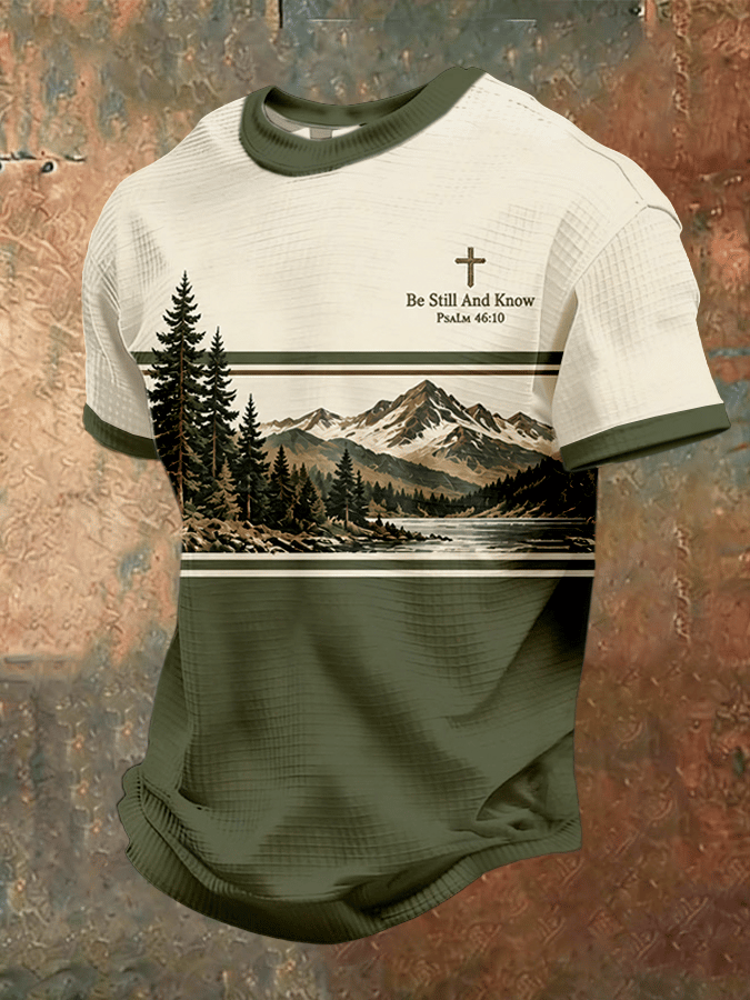 Men's Be Still And Know Psalm 46:10 Printed Waffle Top