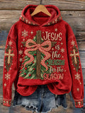 Women's Retro Faith Christmas Print Hoodie