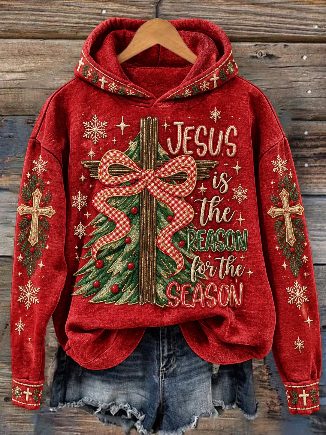 Women's Retro Faith Christmas Print Hoodie