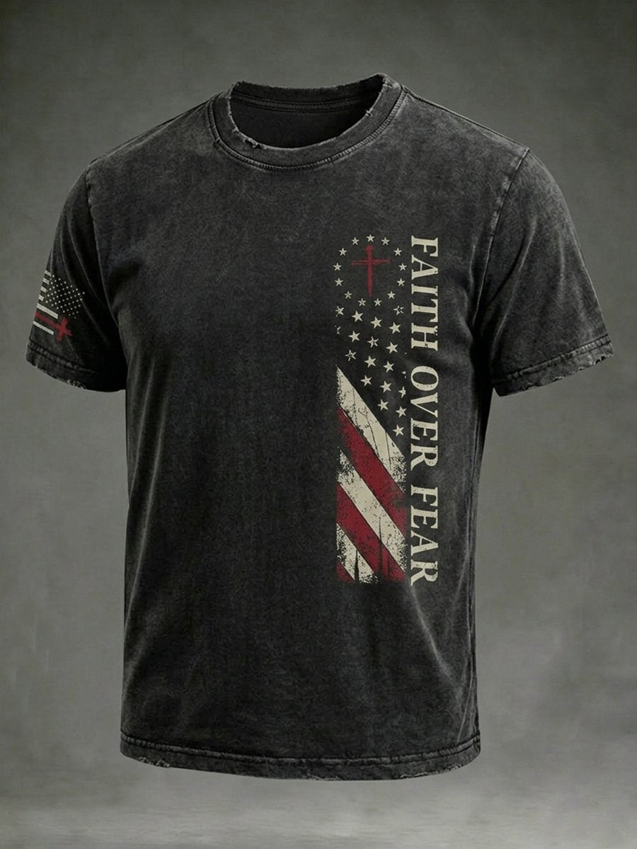 Men's Faith Over Fear Print Short-Sleeved T-Shirt