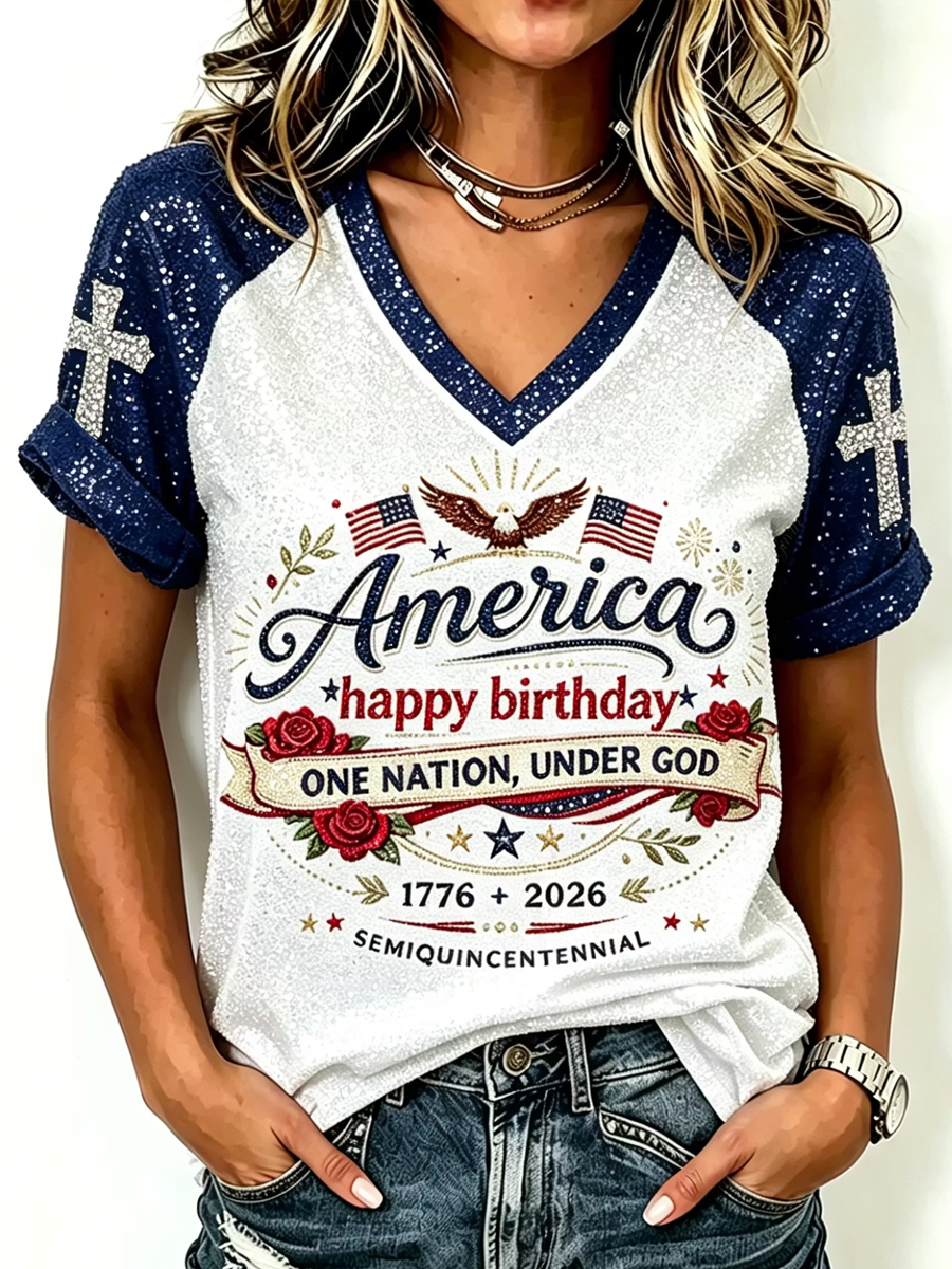 Women'S USA 250Th Anniversary Printed T-Shirt