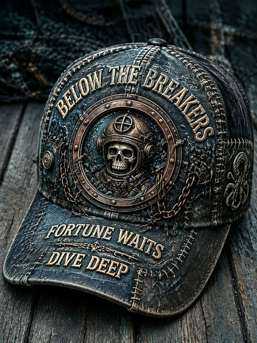 Deep-Sea Diver Skull Vintage Distressed Baseball Cap