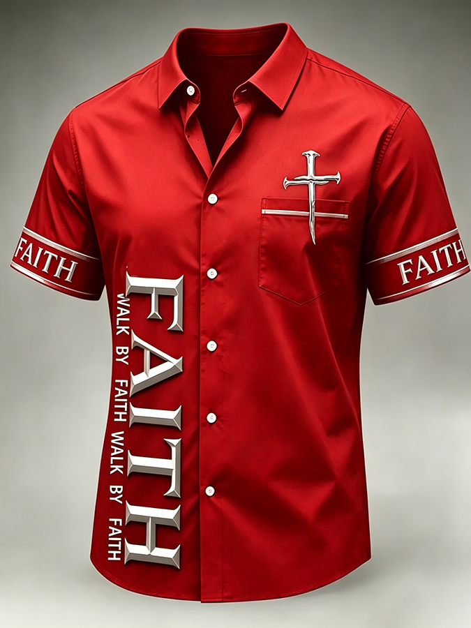 Men's Faith Cross Printed Casual Shirt