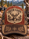 🍂 Deer Camp Hunting Season Buck Leaf Patchwork Baseball Cap