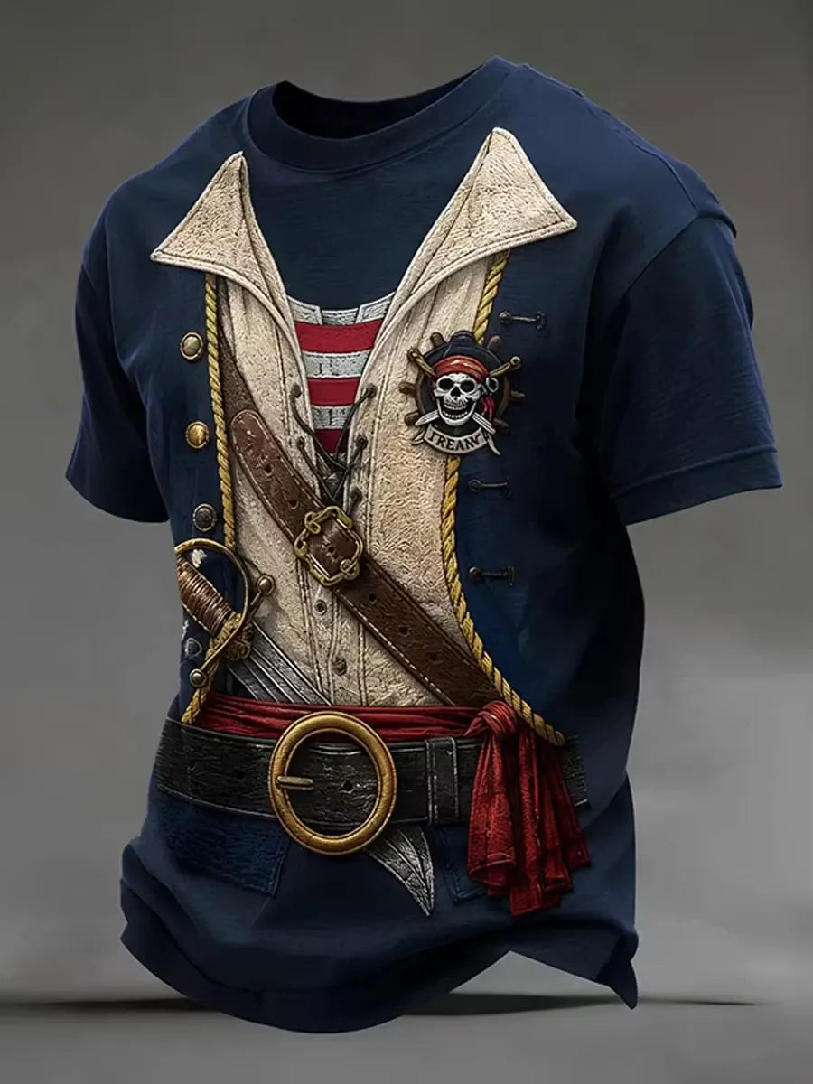 Retro Punk Pirate Art Print Casual T-shirt