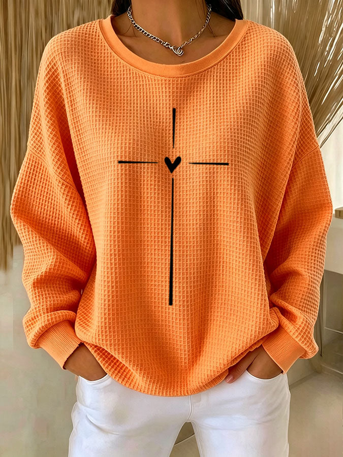 Women's Faith Cross Waffle Sweatshirt