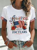 Women's Love for Jesus American Flag Cross Color Short Sleeved T-Shirt
