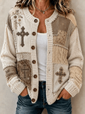 Women's Casual Printed Knit Cardigan