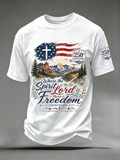 250Th Anniversary Cross Print Casual Round Neck T-Shirt From The United States