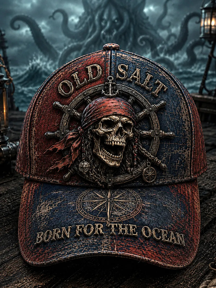 Retro “OLD SALT“ Captain Art Printed Baseball Cap