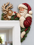 🎄 Whimsical Santa & Reindeer Door Corner Decoration 🦌